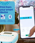 Straight Up Game Changer Bluetooth Portable Handheld Label Maker Includes Three Half Inch Label Tape Rolls For Seriously Organized Home And Office Vibes with phone app.