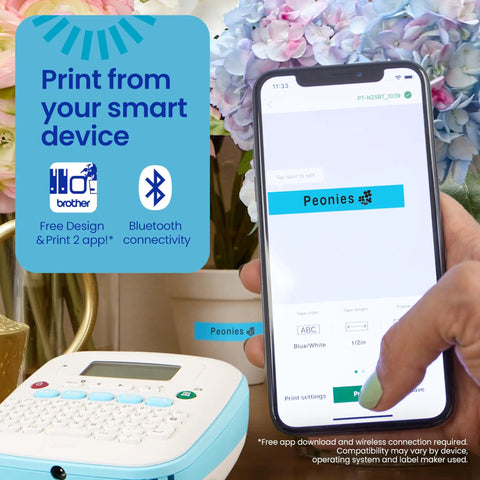 Straight Up Game Changer Bluetooth Portable Handheld Label Maker Includes Three Half Inch Label Tape Rolls For Seriously Organized Home And Office Vibes with phone app.