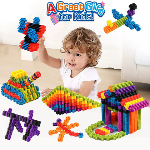 Child playing with Interlocking Gear Learning Set For Kids STEM Construction Toy 180 Piece Multicolor Gear Building Kit.