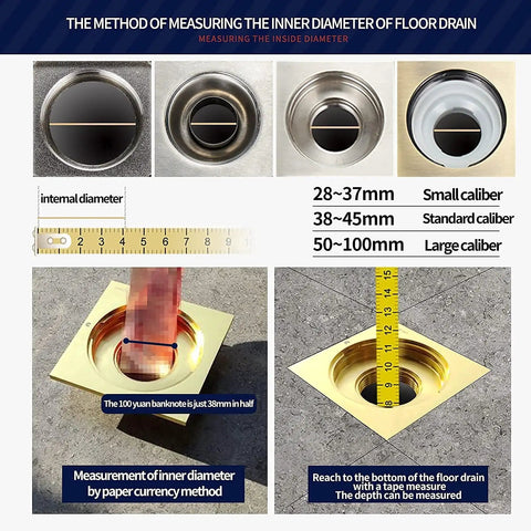 Chart showing measurement methods for No Backflow Magnetic Levitation Shower Drain Valve For One Way Drain And Quick Drainage