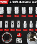 1/4 Inch Drive Socket Set With Ratchet Wrench Metric 4-14mm Sockets 57 Plus 1 Piece All In One Magnetic Pickup Tool