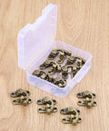 Old School Vintage Iron Key Hasp Lock Set 10 Pieces 29x33mm Antique Bronze Horn Style Decorative Latch Hasps in plastic box
