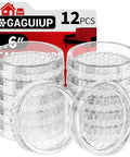 Straight Up Floor Savers Round Rubber Furniture Caster Cups 12 Piece Set Clear Non Slip Chair Coasters stacked with hexagon grip design.