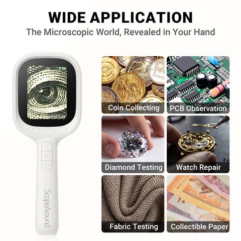 No Fuss Autofocus Digital Microscope With A 2.8 Inch IPS Screen For Quick Sharp Focus And Photo Capture Dual LED Illumination For Clear Detail Simple One Button Use That Anyone Can Master Ideal For Students Hobbyists And Makers. handheld digital microscope for coins, PCB and watch repair