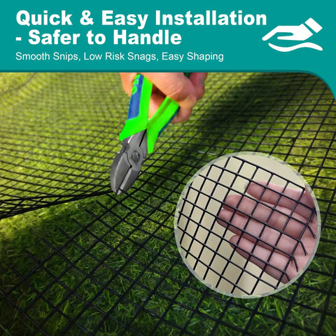 Quick installation of Kickass Black Hardware Cloth 1/2 Inch By 24 Inches By 50 Feet Long 19 Gauge mesh with smooth snips.