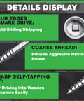 Details of Pocket Screws No 8 One And A Quarter Inch Zinc Plated Square Drive Washer Head for woodworking projects