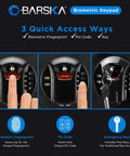 Biometric and Keypad Safe with Dual Access for Home or Office, fingerprint, PIN, key access, solid construction, secure storage