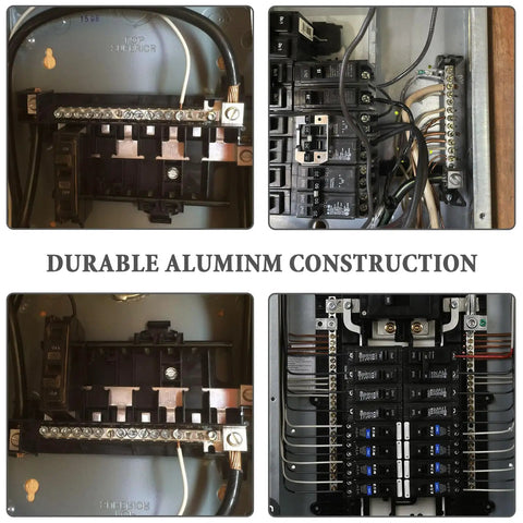 7 Terminal Ground Bar Kit For Square D Electrical Panels demonstrated in a panel setup showing secure grounding connections.