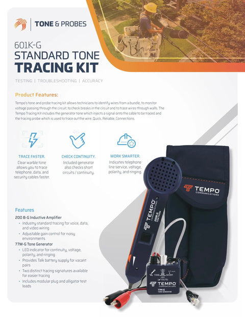 Standard Wire Tracer Kit with Tone Generator and Probes for Ethernet Internet Coax Video and Data Cables RJ45 RJ11 RJ12