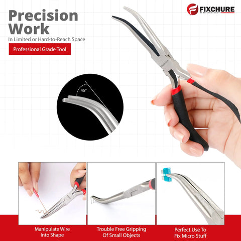 Heavy Duty 6 Inch Needle Nose Pliers 2 Pack Carbon Steel With Insulated PVC Handles for Precision Work, non-serrated 45° bend