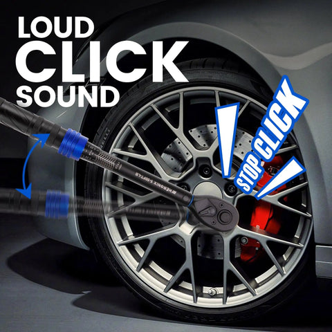 Three Eighth Inch Drive Click Torque Wrench With Five To Fifty Ft Lb Range And 6.8 To 67.8 Nm Accuracy Of About Three Percent in use on car wheel