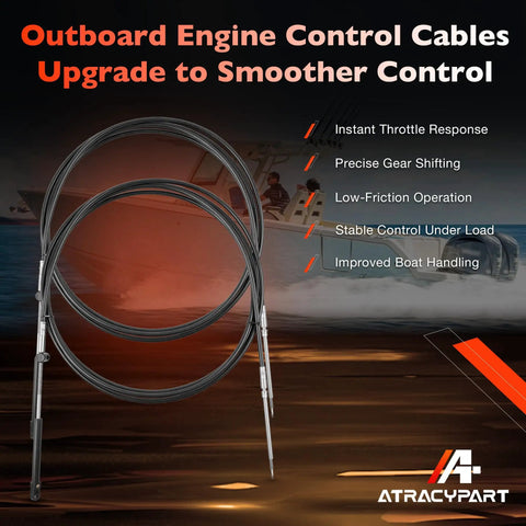 Gen 2 15Ft Outboard Control Cables Set 2Pcs Upgraded Throttle And Shift Cables For Mercury Mariner MerCruiser Quicksilver Force Great Fit Easy Install Long Lasting Performance