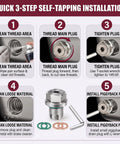 M14.1-1.5 Oversize Piggyback Oil Drain Plug Bolt Kit With Rethread Tool Plus Hex Wrench And O-Rings For Universal Automotive Trucks And SUVs Stainless Steel Self Tapping Design installation steps