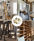 Built Like A Tank Heavy Duty Sliding Ladder Rail Kit With Smooth Carbon Steel Track For Library Loft Spaces in various home settings.