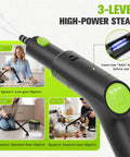 Hakosci 1500W Portable Handheld Steam Cleaner Heats In Just 10 Seconds For Quick Messes With Three Adjustable Steam Levels And Built-In Tank in use for fast household cleaning.