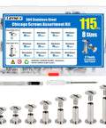 Leather Craft Chicago Screw Kit With 115 Sets Of 304 Stainless Binding Screws And Posts, tools, silver finish case