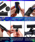 Disco Bike LED Light Kit installation: battery insertion and mounting on bike, focus on headlight for night riding and safety.