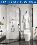 Total Game Changer For Your Washroom Matte Black 6 Pack Suction Hooks With Heavy Duty Grip To Hang Tough Towels And Gear No Drilling Mess Free Setup On Glass Smooth Tile Surfaces in modern bathroom.