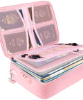 Fireproof Document Box With Lock Portable Waterproof File Organizer For Important Papers 15 By 11 By 4 Inches Pink SGS Certified