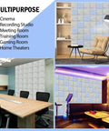 Premium Square Acoustic Panels Self Adhesive 12 Pack Sound Absorbing Wall Tiles in various rooms for versatile sound control.