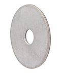 Front view of stainless steel fender washer with 1/4 in hole and 1-1/4 in outer diameter