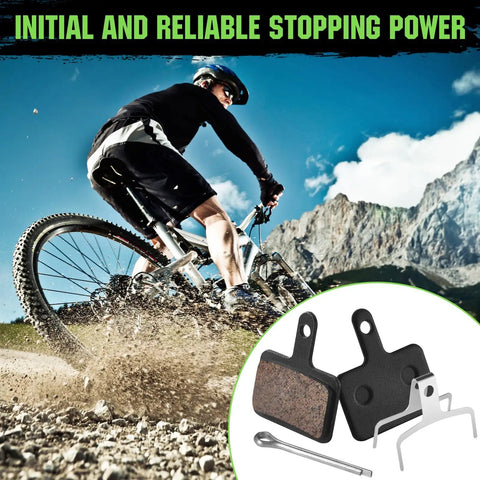 Mountain biker with Four Pack Ceramic Bicycle Disc Brake Pads For Disc Brakes Replacement For Shimano Deore Tektro And TRP Models