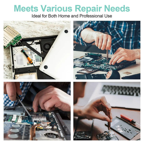Top Shelf 300 Piece Black Laptop Screw Kit For Notebooks And Desktop Computers Steel Replacement Hardware For Dell Hp Mac Lenovo No Sweat Quick Repair Set, technician repairing laptop components.