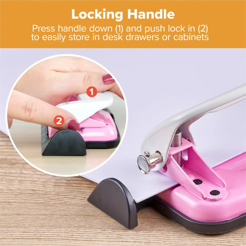 InCOURAGE 12 Reduced Effort 3 Hole Punch For Office And School Use No Fuss Punching Up To 12 Sheets With EZ Squeeze Locking Handle