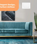 Living room with Aluminum Vent Cover 24 By 24 Inches Quiet Return Air Grille For Wall Or Ceiling above sofa, modern decor.