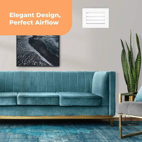 Living room with Aluminum Vent Cover 24 By 24 Inches Quiet Return Air Grille For Wall Or Ceiling above sofa, modern decor.