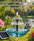 Solar Powered Hanging Bird Bath Fountain For Outdoors Large Blue Bird Bath With Wireless Pump Easy Install For Hummingbirds Gardens Patio And Backyard