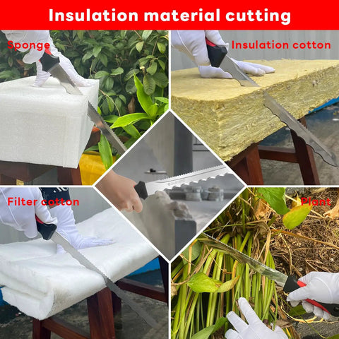 Stainless Steel Insulation And Sod Cutter Knife With 11.14 Inch Double Sided Blade cutting various insulating materials.
