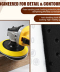 5 Inch Wet And Dry Sanding Discs Kit For Angle Grinder With Hook And Loop Backing Pad And 5/8-11 Threads, close-up on grinder