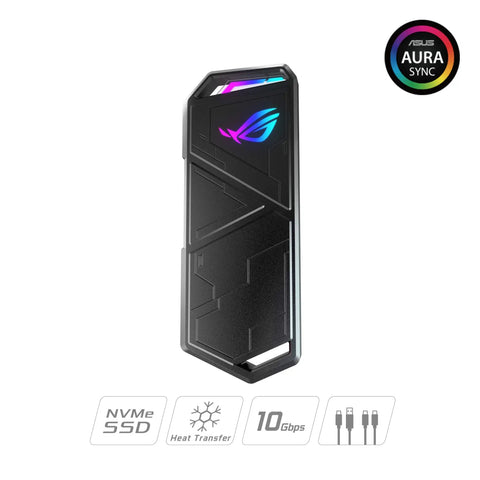 Strix Arion Aluminum M.2 NVMe External Enclosure with RGB lighting and ASUS Aura Sync badge, USB 3.2 Gen 2 Type-C 10Gbps
