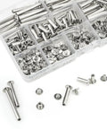Kickass Chicago Screw Binding Kit With Nickel Plated Posts And Assorted Fasteners For Smooth Leather Crafting built in a clear organizer.