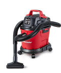 Heavy Hitter Compact Wet Dry Shop Vacuum With 3.2 Gallon Tank And 2.5 Peak Horsepower Suction Converts To Powerful Blower wall mountable red vacuum with hose.