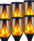 43 Inch Tall Solar Torch Lights With Realistic Flickering Flames 96 LED Outdoor Yard Patio Christmas Decor 4 Pack IP65 Weatherproof