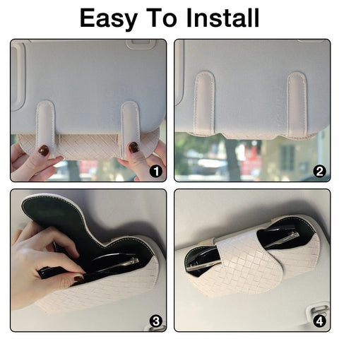 Premium Leather Sunglasses Holder For Car Visor With Secure Clip Stays Put And Protects Sunnies From Scratches in installation steps.