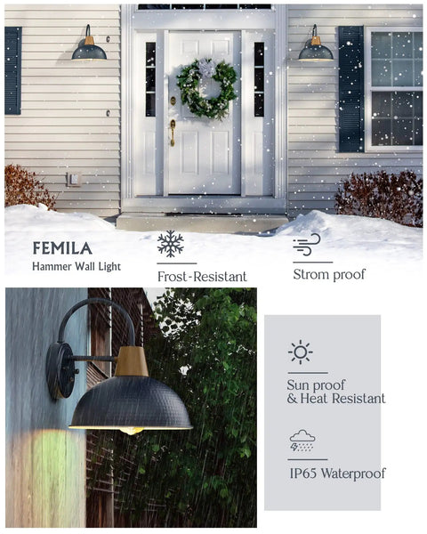 Blue Dusk To Dawn Outdoor Gooseneck Wall Lights 2 Pack With Hammered Metal Shade Weatherproof Barn Style Sconces For Porch And Yard Pathway Automatic Sensor No Manual On Off