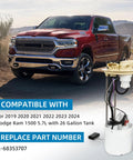 Plug And Play Electric Fuel Pump Module Assembly For 2019 Through 2024 Dodge Ram 1500 5.7L Hemi, Replacement A-68353707, shown with vehicle