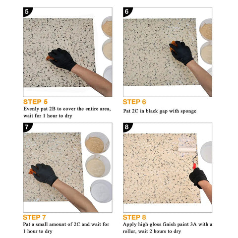 Steps to apply Granite Countertop Paint Kit Sand Finish for Kitchen and Bathroom with high gloss DIY refinishing solution