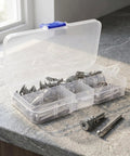 Heavy Duty Drywall Anchors And Screws Kit For Ceiling And Wall Mounting, Self Drilling Hollow Anchors With Zinc Alloy, 30 Set, Prevent Cracking On Sheetrock And Plasterboard, Ideal For Shelves, Artwork, And Lighting in clear organizer box