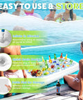 Large Inflatable Ice Serving Bar For Food And Drinks, Floating Buffet Cooler Tray With Drain Plug, Ideal For Pool Parties
