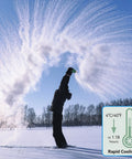Person demonstrating the Totally Clutch Game Changer Portable Breast Milk Cooler With 360 Degree Chill Tech in snowy landscape.