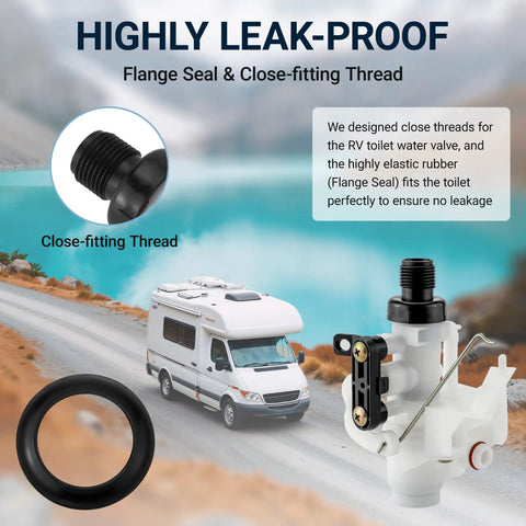 RV Toilet Valve Kit Replacement Fits Thetford Aqua Magic V High And Low Models Freeze Resistant And Leak Resistant Replaces 31705 31688 31687 31653 close-fitting thread and rubber seal