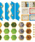 Premium Island Settlement Building Strategy Board Game For Families And Crew Ages 10 Plus Master Resource Trading Expand Territories For An Epic Hella Fun Tabletop Adventure gameplay components including terrain tiles and cards.