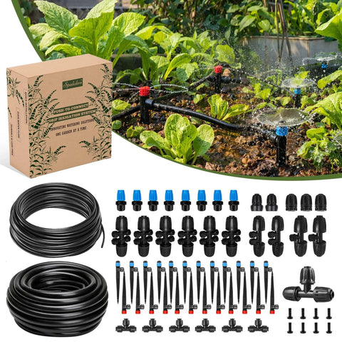 Expandable DIY Drip Irrigation Kit For Raised Beds With Push To Connect Fittings One Half Inch And One Quarter Inch Tubing