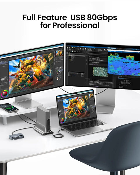 Crazy Fast USB4 Cable for Thunderbolt 5, 80Gbps Data Transfer, 4 Ft Length, 240W Power Delivery, USB-IF Certified, Bidirectional High Speed Link for Mac PC and Studio Gear connected to dual monitors and laptop