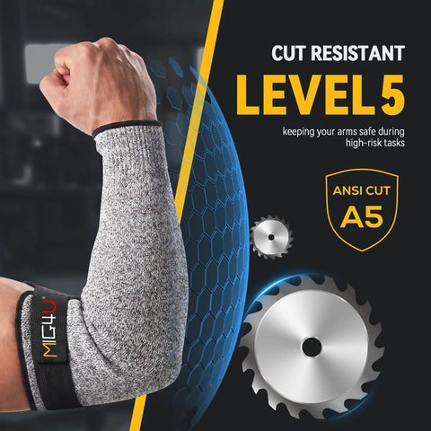 Pro Grade Cut Resistant Arm Sleeves With Thumb Holes Built Tough For Yard Work And Farm Tasks Adjustable Velcro Closure Rugged Elastic Protection Snug Grey Guards For Handymen
