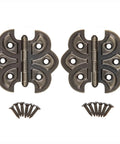 Heavy Duty Antique Brass Butterfly Cabinet Door Hinges Pack Of Two Surface Mount Furniture Hardware With Screws for woodworking.